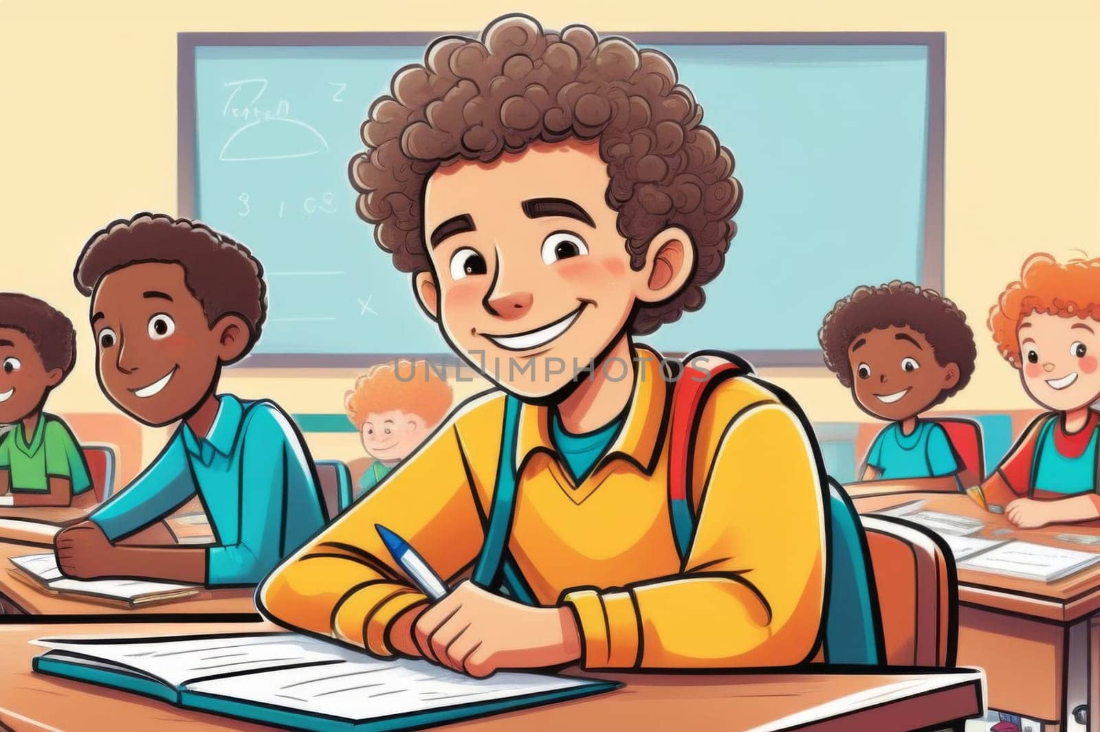 Multiethnic class with children,Back to school classroom