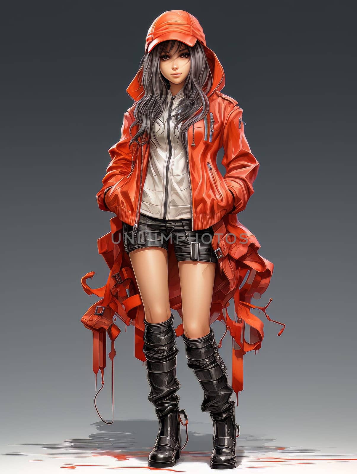 Cartoon female character, sexy girl with doll appearance in Asian style AI