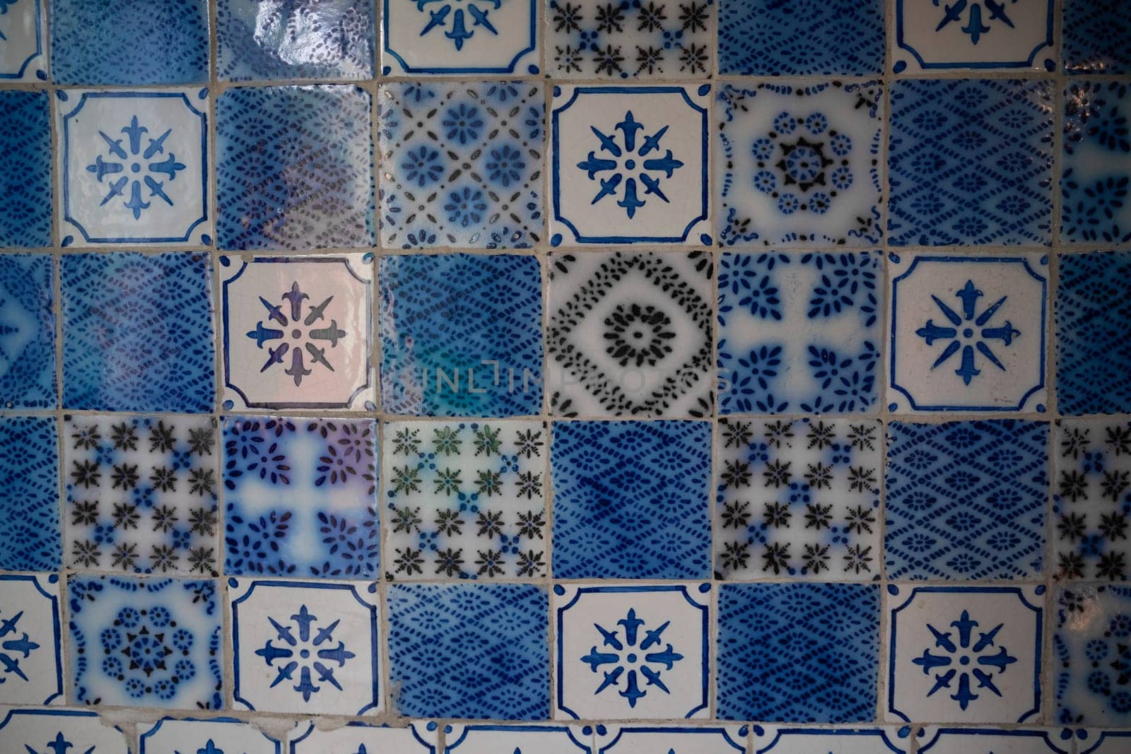 Portuguese azulejos tiles. Watercolor seamless pattern