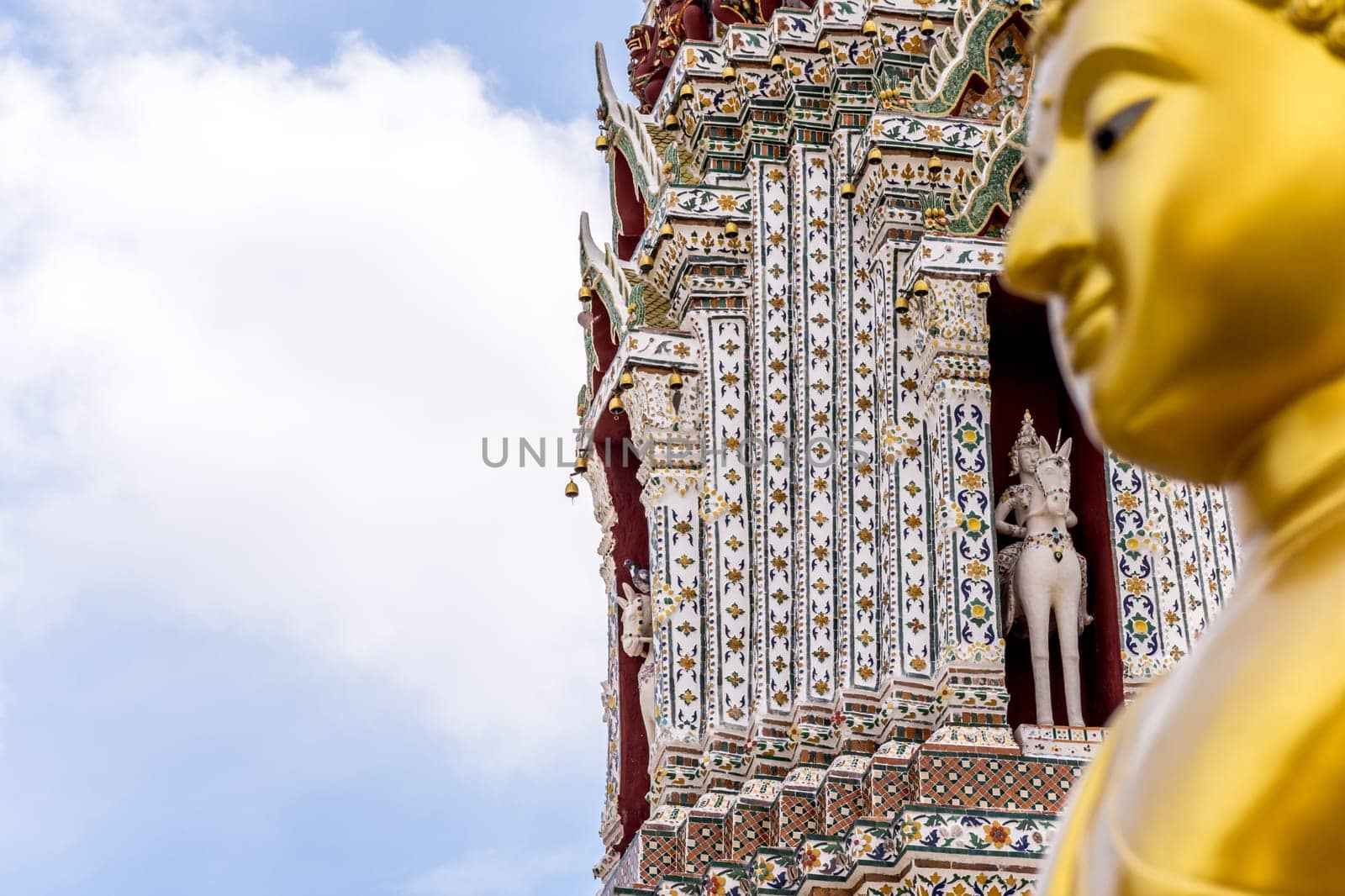 Thai buddha statue in buddhism religion located at Thai temple (Wat Thai) for a worship