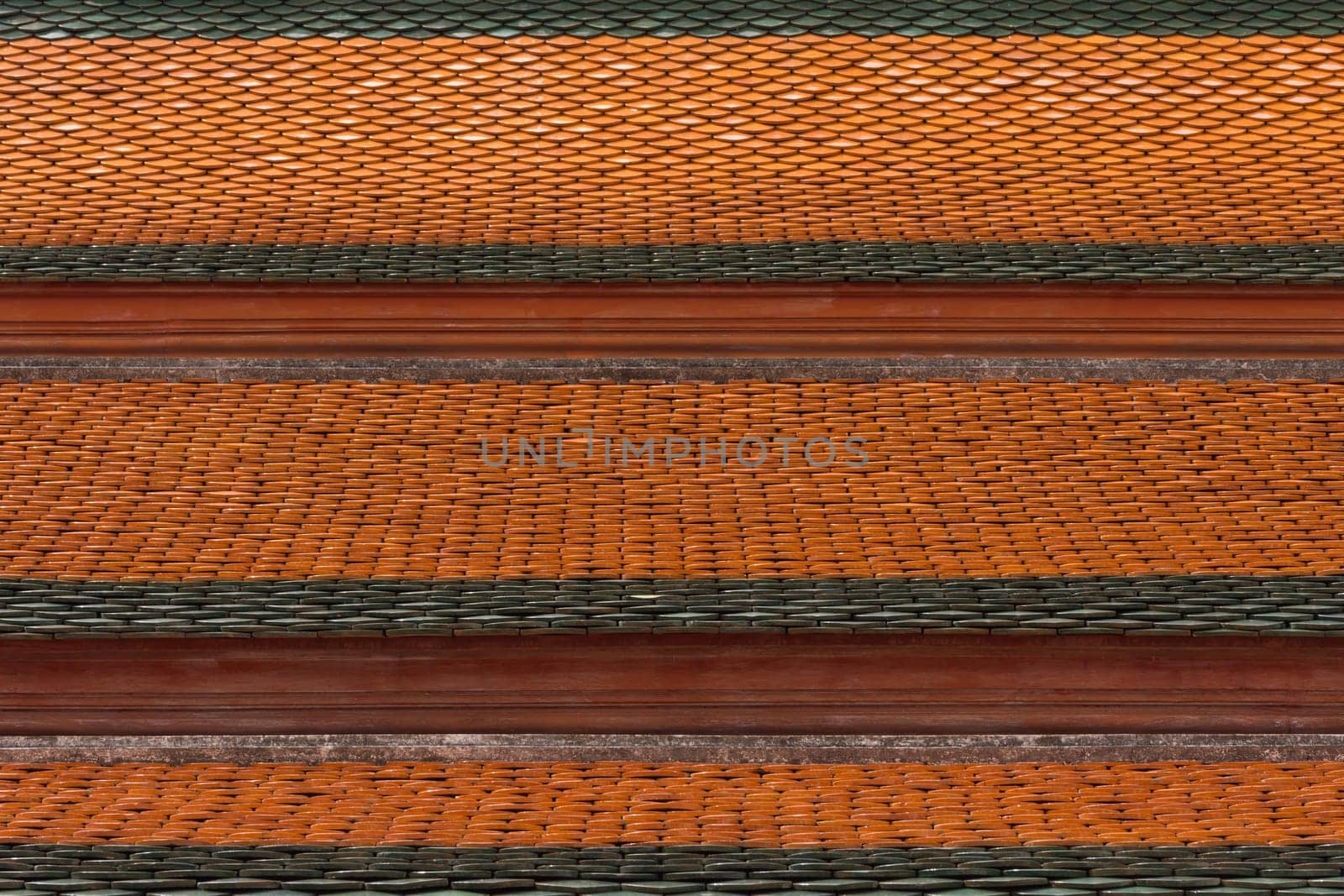 Tile roof of old Thai temple