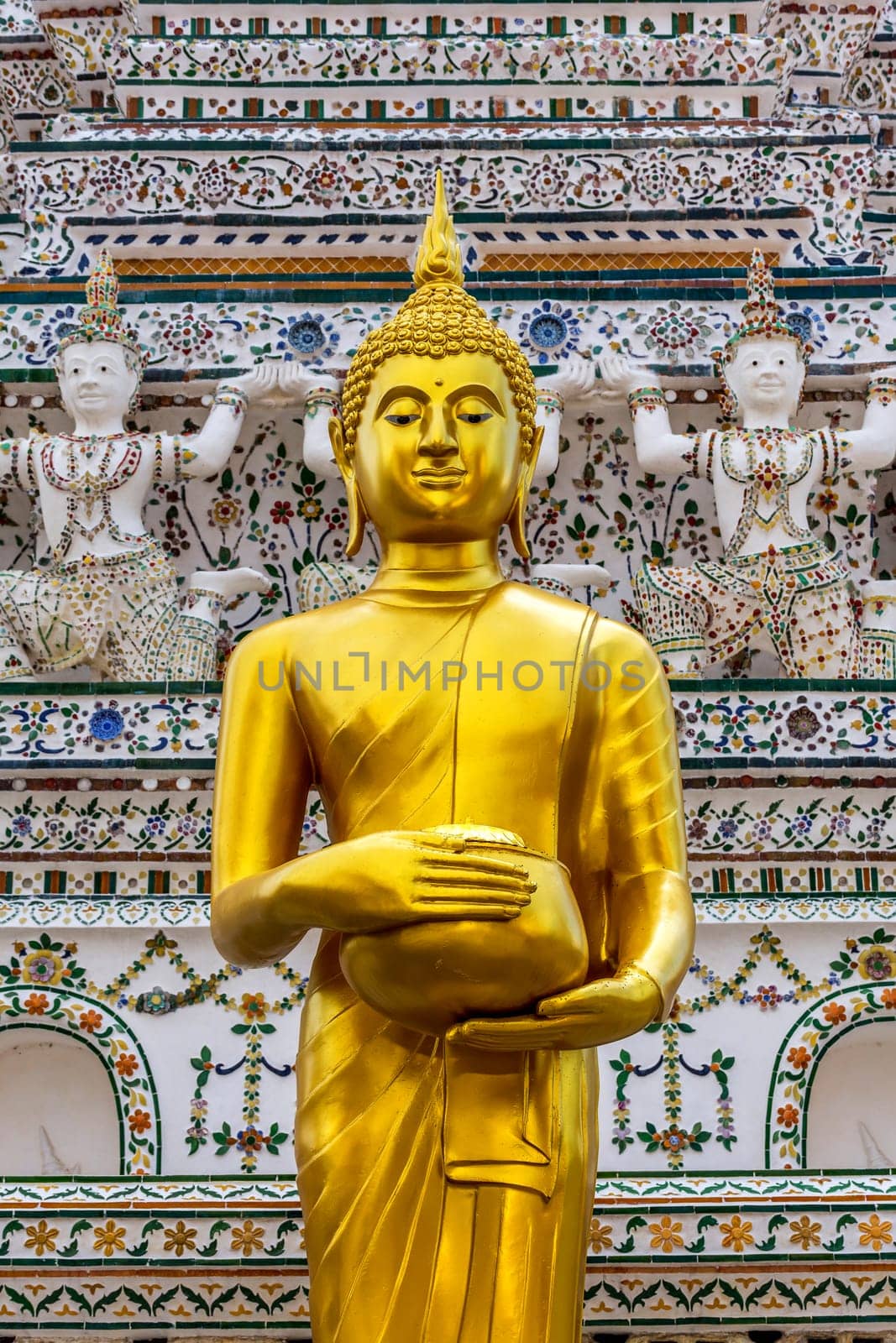 Thai buddha statue in buddhism religion located at Thai temple (Wat Thai) for a worship