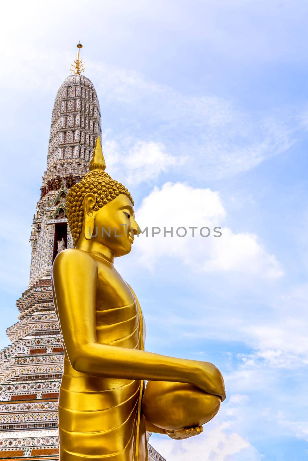 Thai buddha statue in buddhism religion located at Thai temple (Wat Thai) for a worship