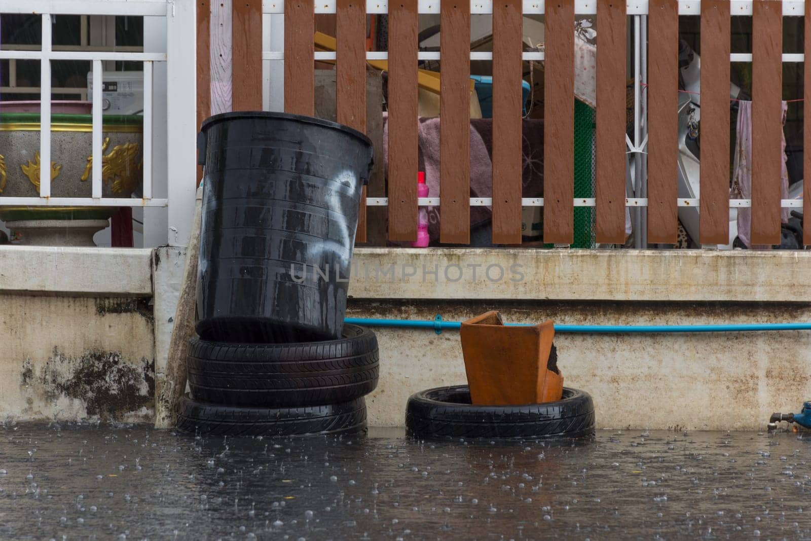 Water flood village. Problem with the drainage system.