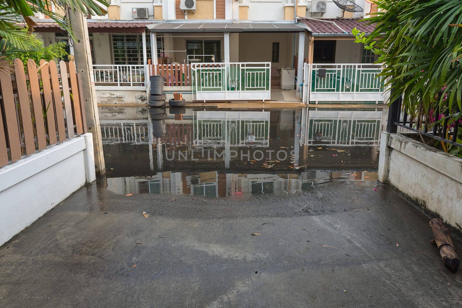 Water flood village. Problem with the drainage system.