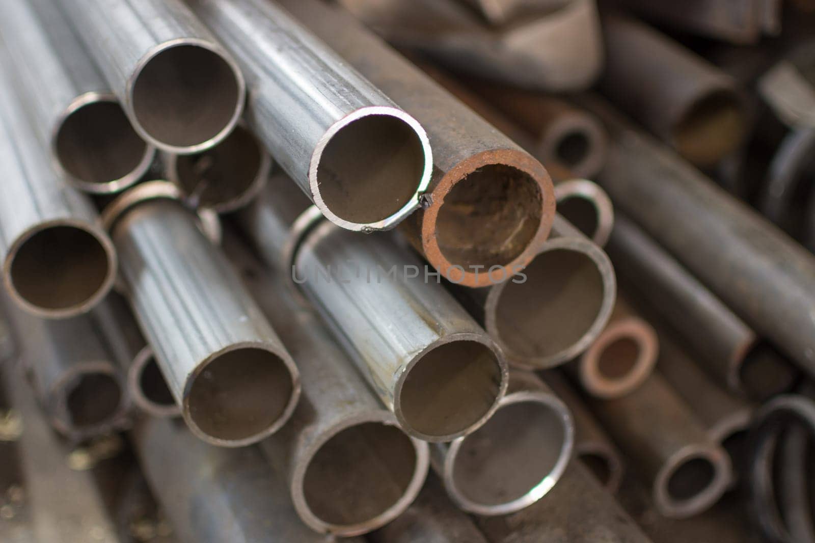 Metal pipe stainless stacked wait for material in manufacturing