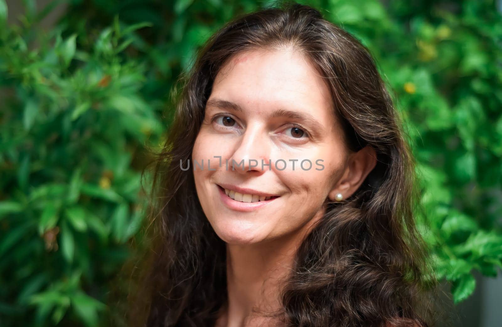 Selfie Portrait of 40 years old slavic woman close up without make up