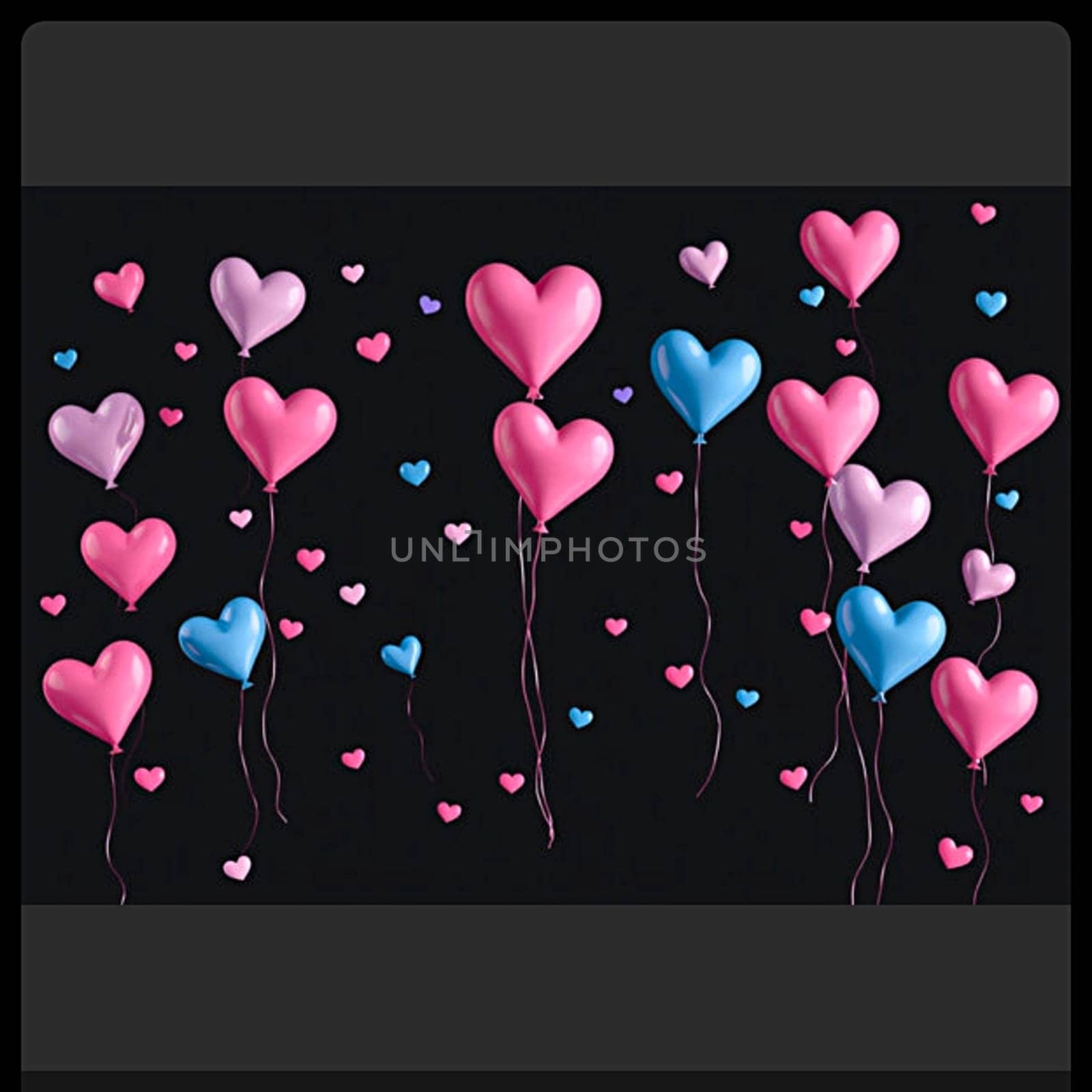 Pink blue hearts love 3d objects valentine generated ai alt illustration . High quality 3d illustration black background