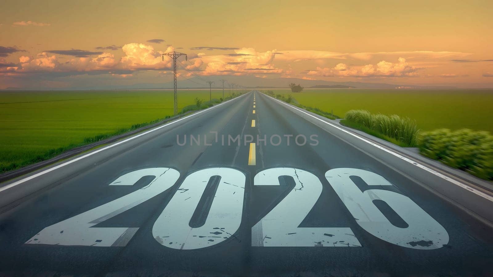 The New Year 2025 road leading to the future and new hope concept - AI generated