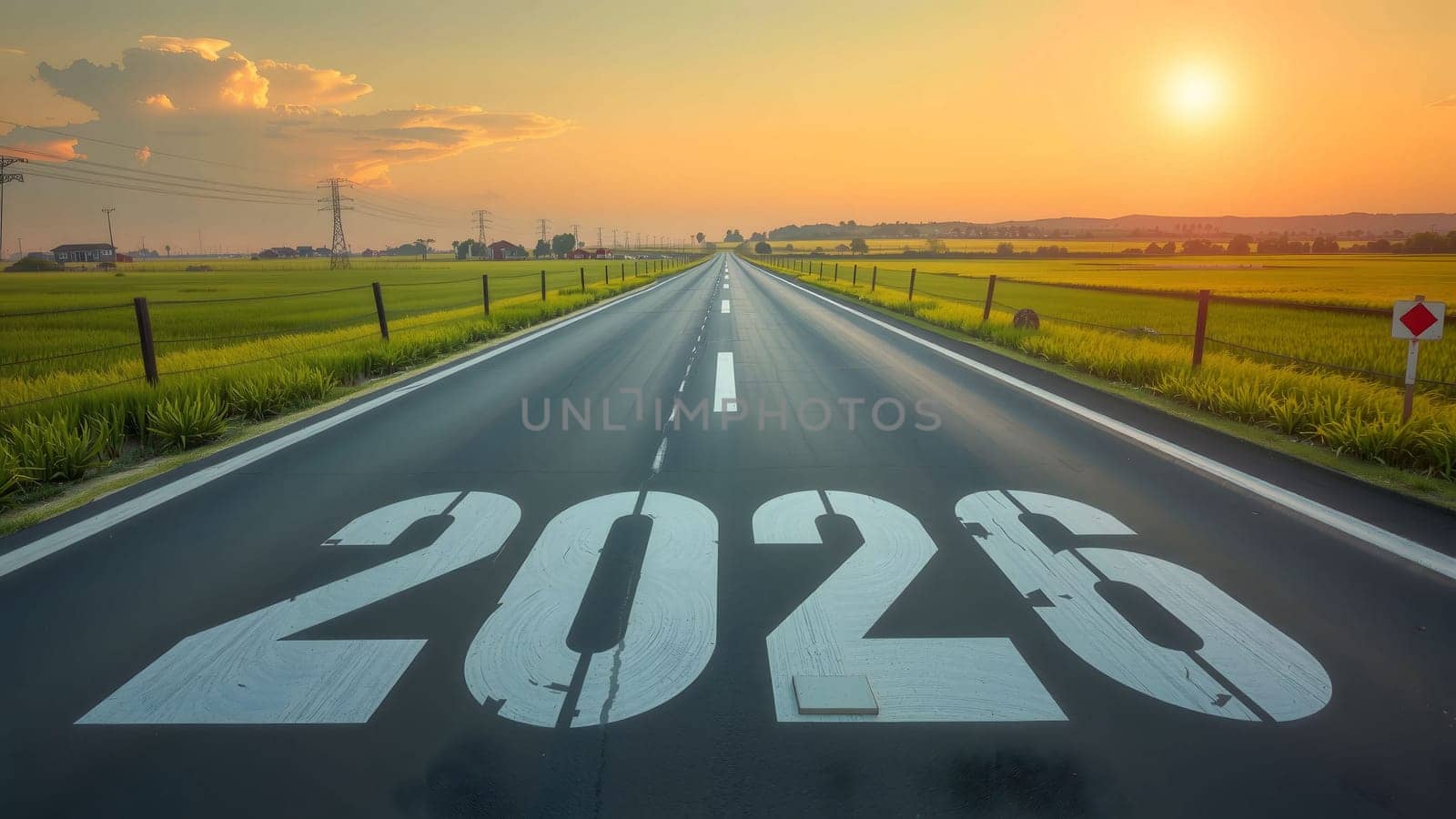 The New Year 2025 road leading to the future and new hope concept - AI generated