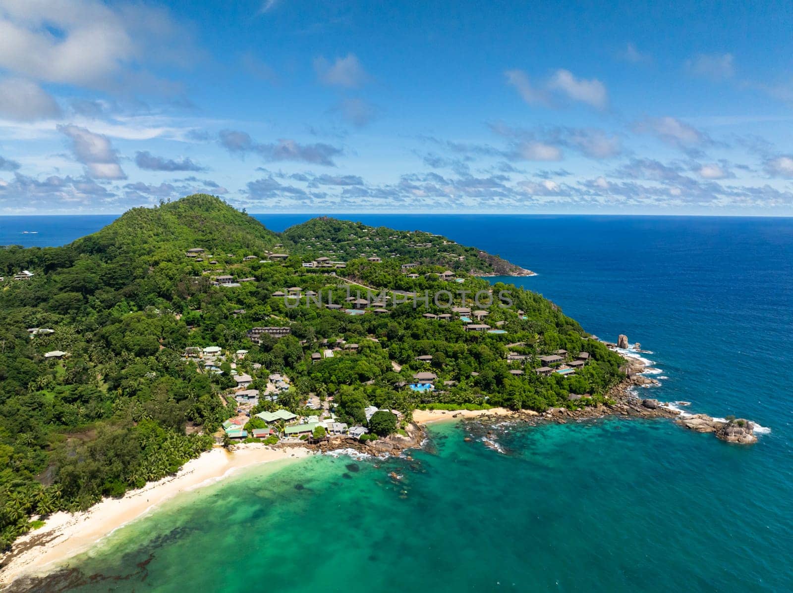 Tropical landscape with beautiful beaches. Seychelles, Mahe.