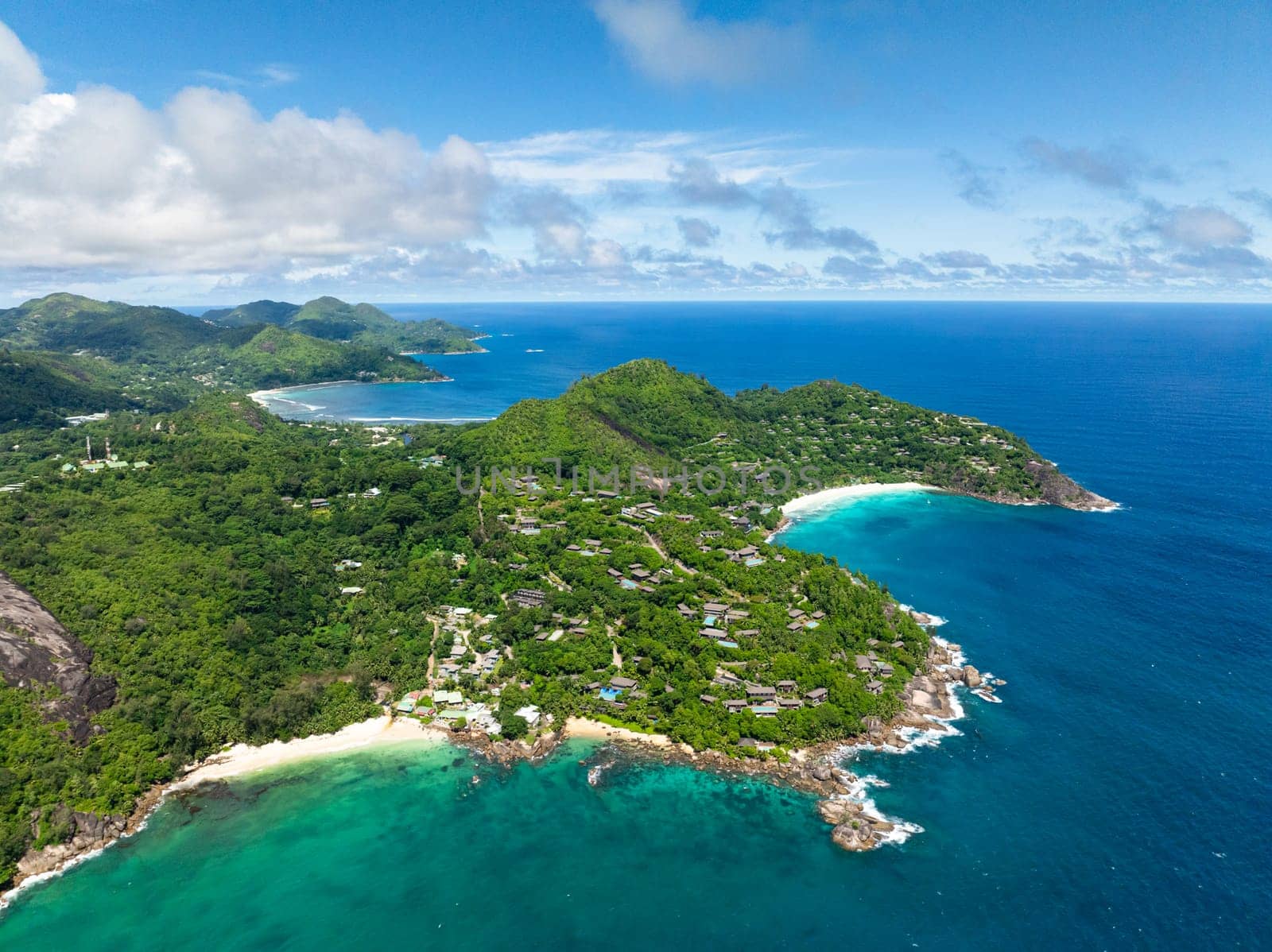 Coast with beautiful beaches on a tropical island. Seychelles, Mahe.