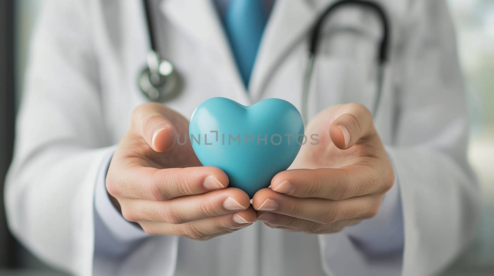 Medical professional presenting a heart, symbolizing healthcare, cardiology, and patient well-being.