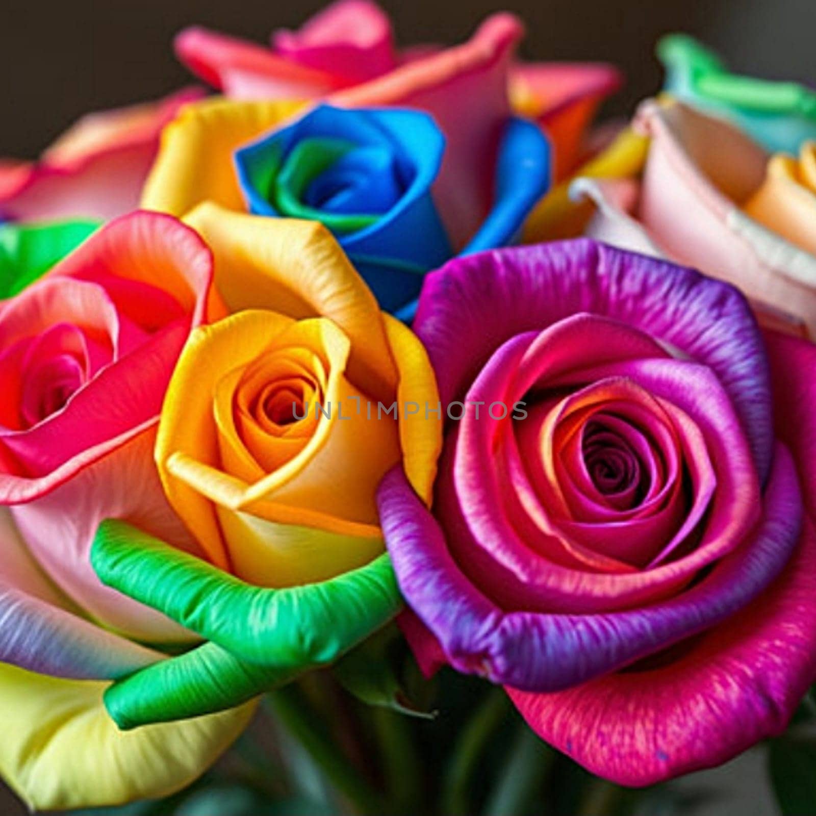 roses flowers bouquet gradient color beauty flora valentine wedding love plants petals women's day generated ai alt illustration render . High quality 3d illustration