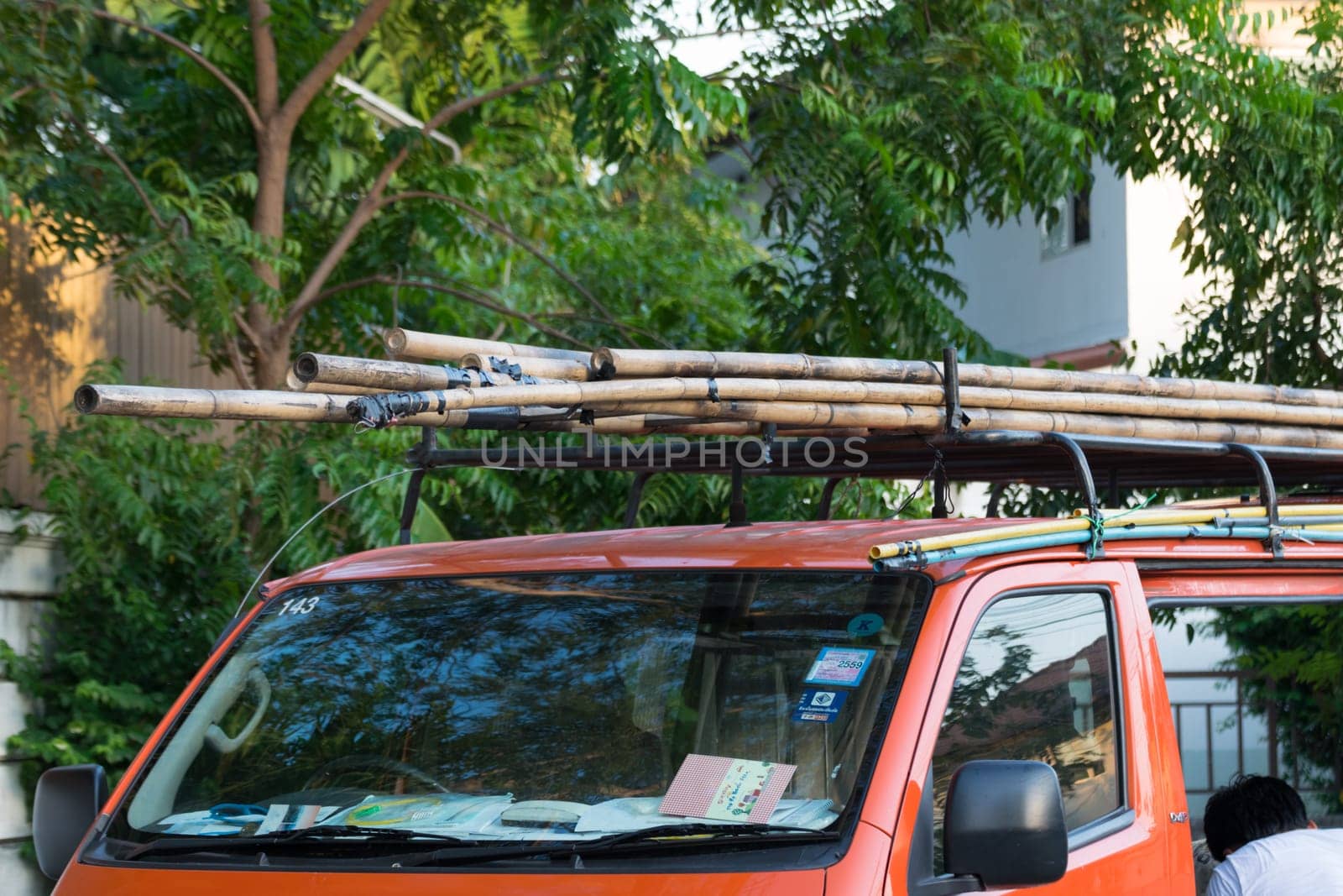 Bangkok, Thailand - November 16, 2015 : Unidentified worker working to install internet fiber system in village at Bangkok Thailand.