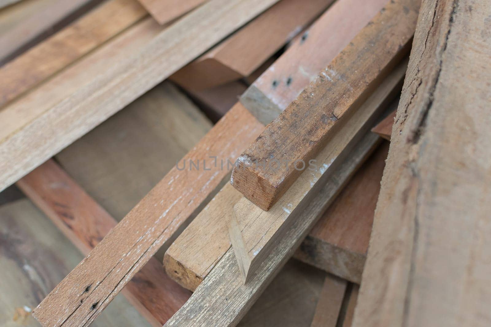 Timber wood from natural hardwood in warehouse for a construction