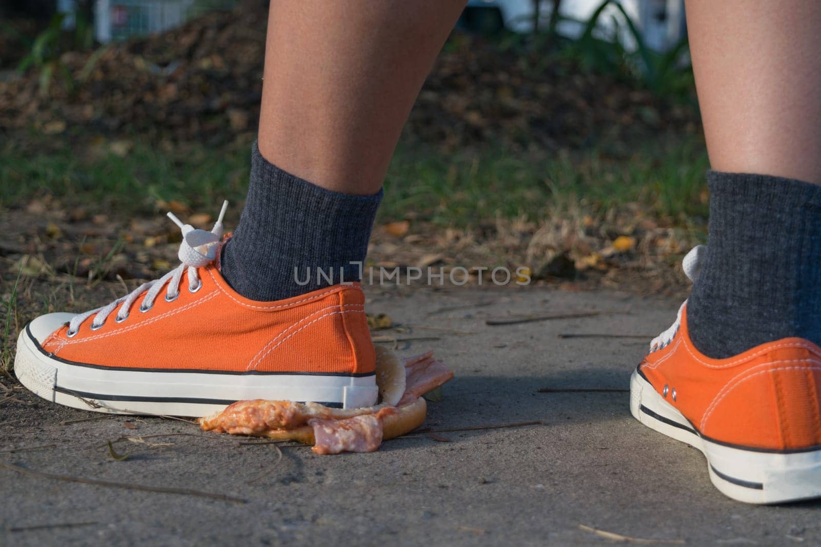 Good bye junk food hamburger left to jogging exercise