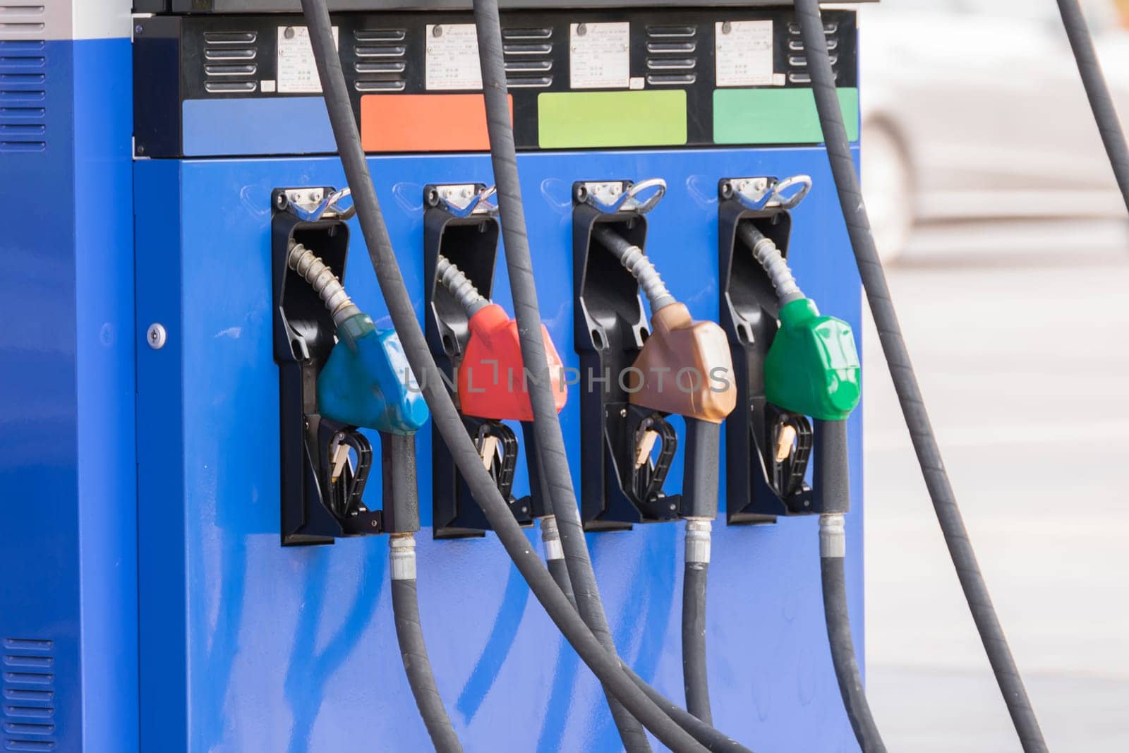 Fuel pumps at a petrol gas station