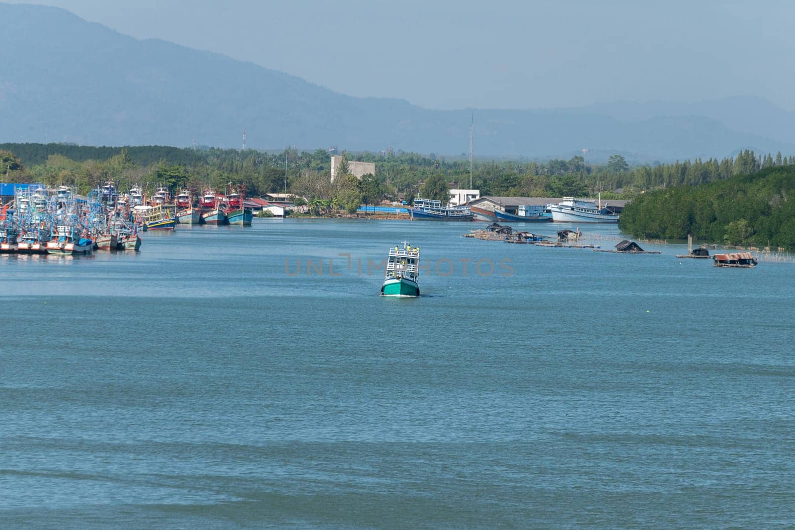 Fishing boat is out fishing. Fishermen is a career that has been popular in the seaside city of Thailand.