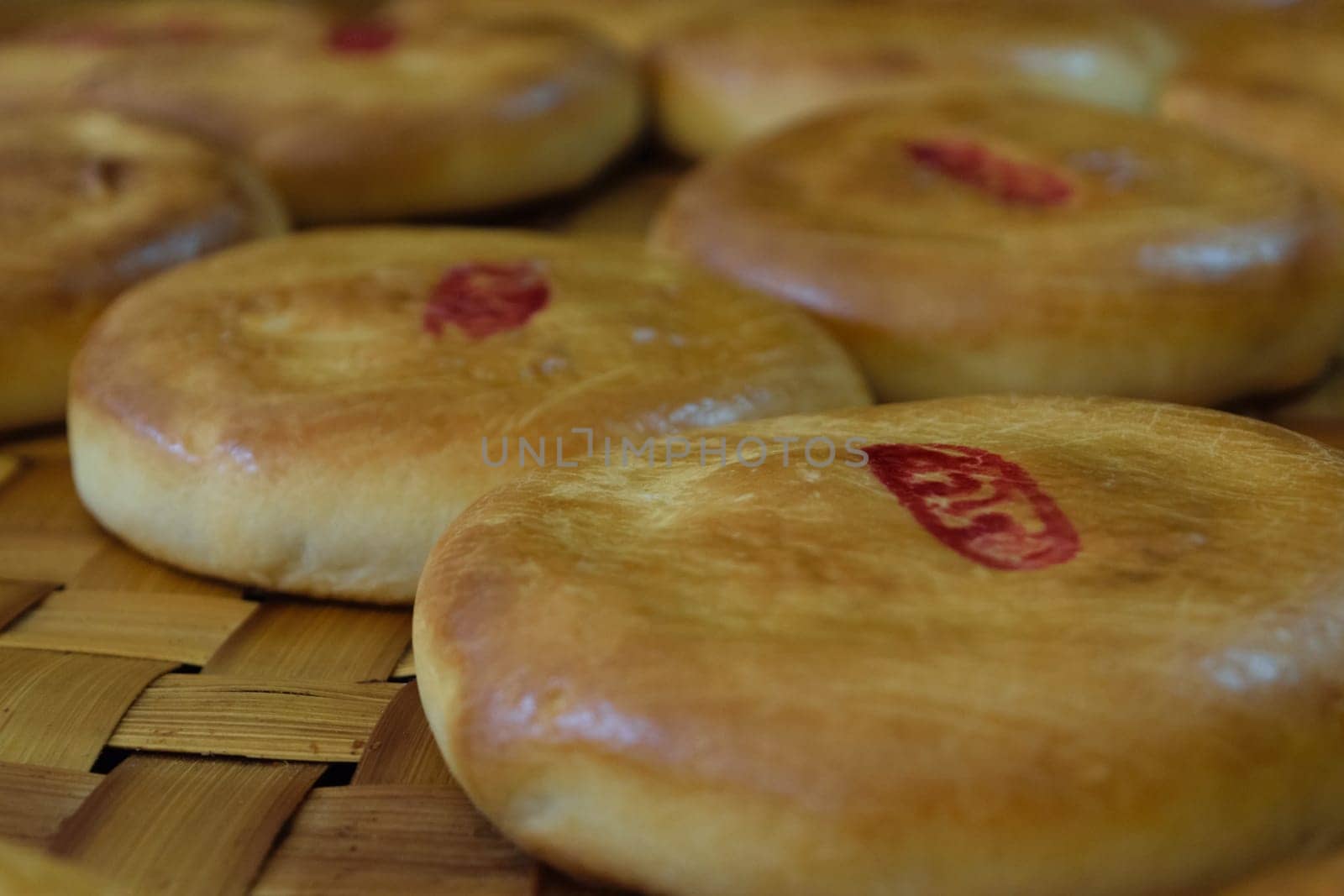 Chinese pastry on traditional basket