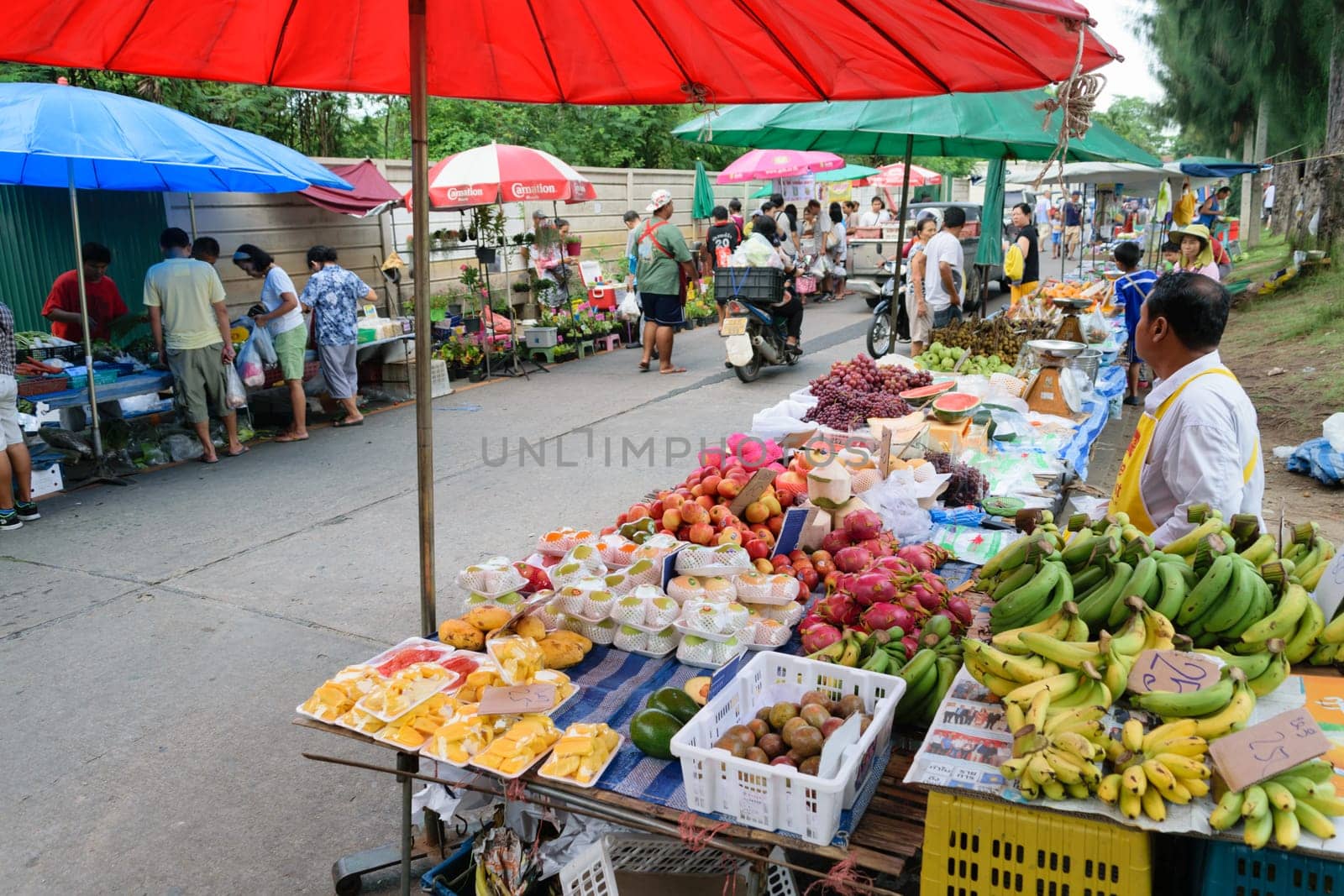 Bangkok, Thailand - August 15, 2015 : Thai exotic fruits in market. Like the charming people, exotic fruit greets you on almost every corner in Thailand.