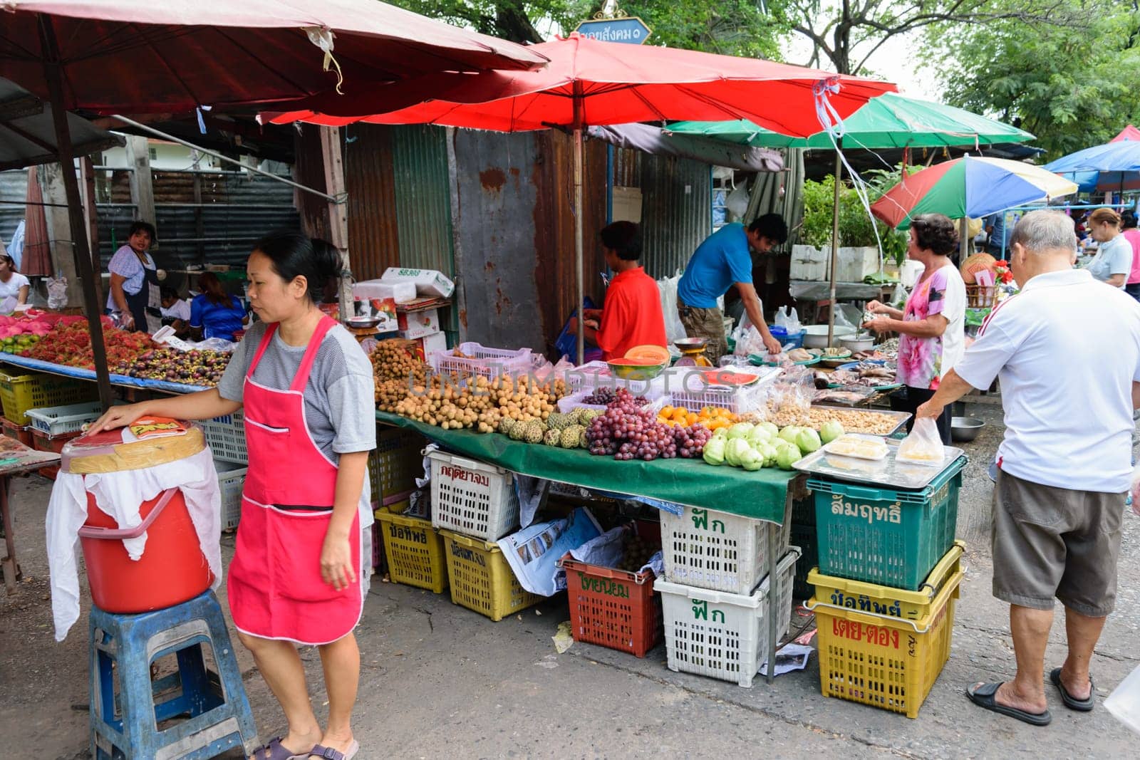 Bangkok, Thailand - August 15, 2015 : Thai exotic fruits in market. Like the charming people, exotic fruit greets you on almost every corner in Thailand.