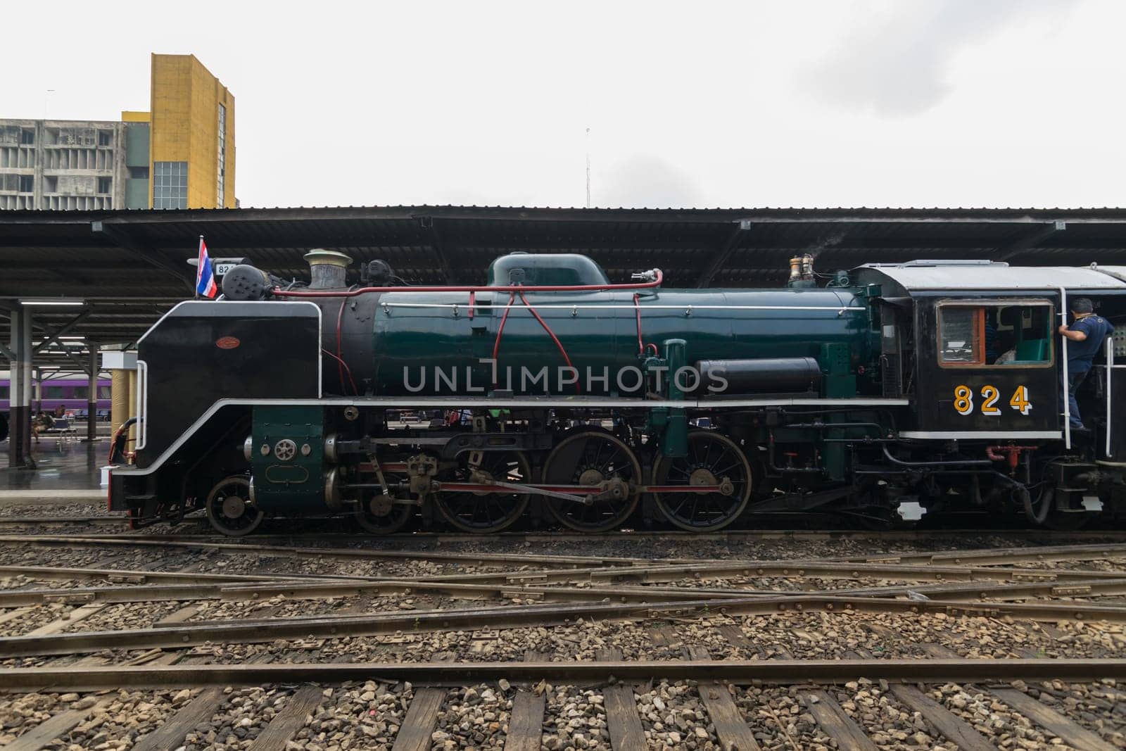 Bangkok, Thailand - March 26, 2016 : Steam train at Foundation Day of train operation 119 years anniversary of the State Railway of Thailand.