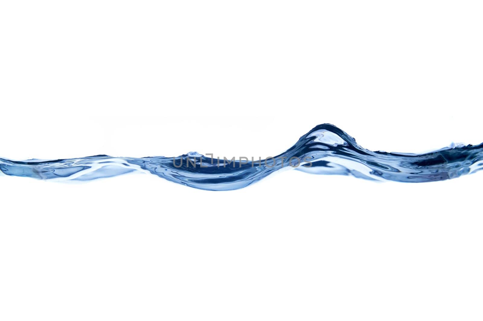 A minimalist blue silhouette of a wave inside an aquarium, set against a clean white background, emphasizing the fluid and dynamic contours of water