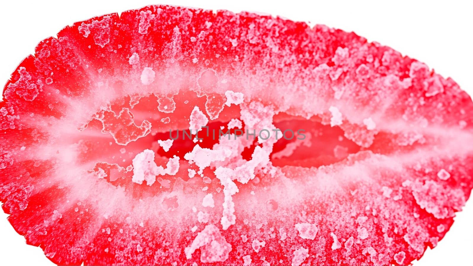 Storing frozen berries in winter. Strawberries covered in ice. High quality photo