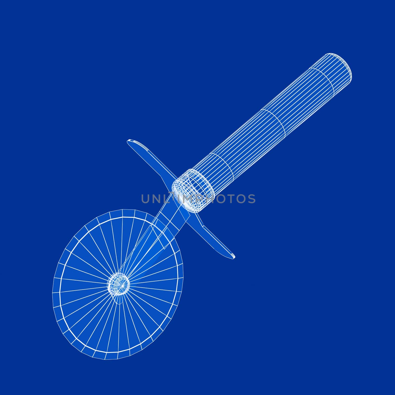 3D wire-frame model of pizza cutter