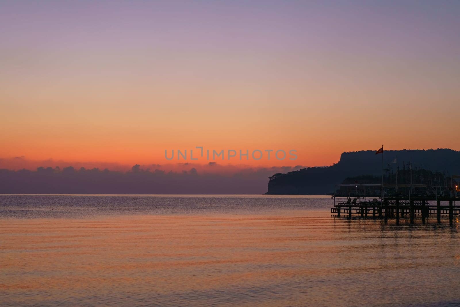 Calm on sea in early morning at sunrise, close-up, tourist concept of vacation by EkaterinaPereslavtseva