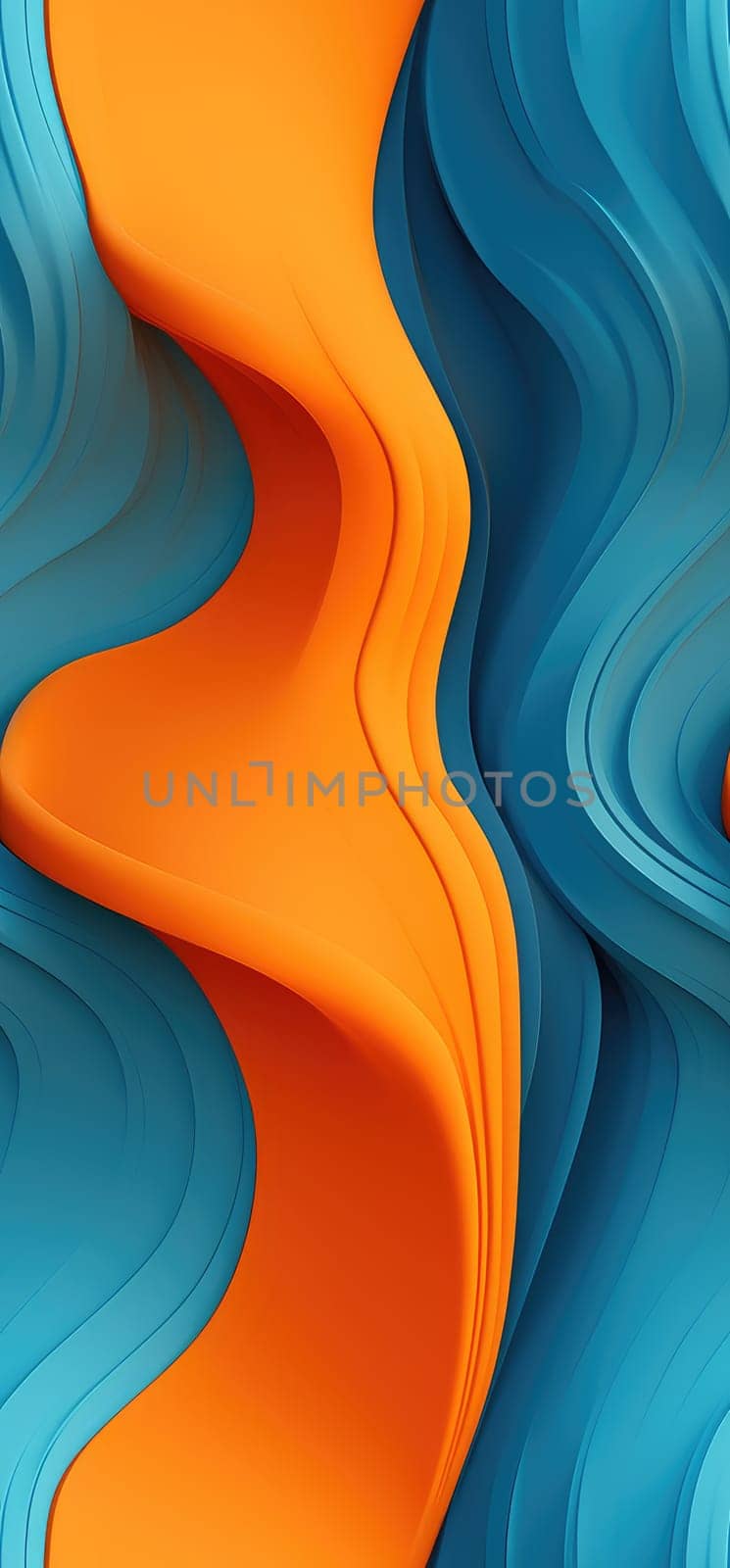 The vibrant energy of orange, yellow, and blue waves bold graphic illustration - Generative AI. by simakovavector