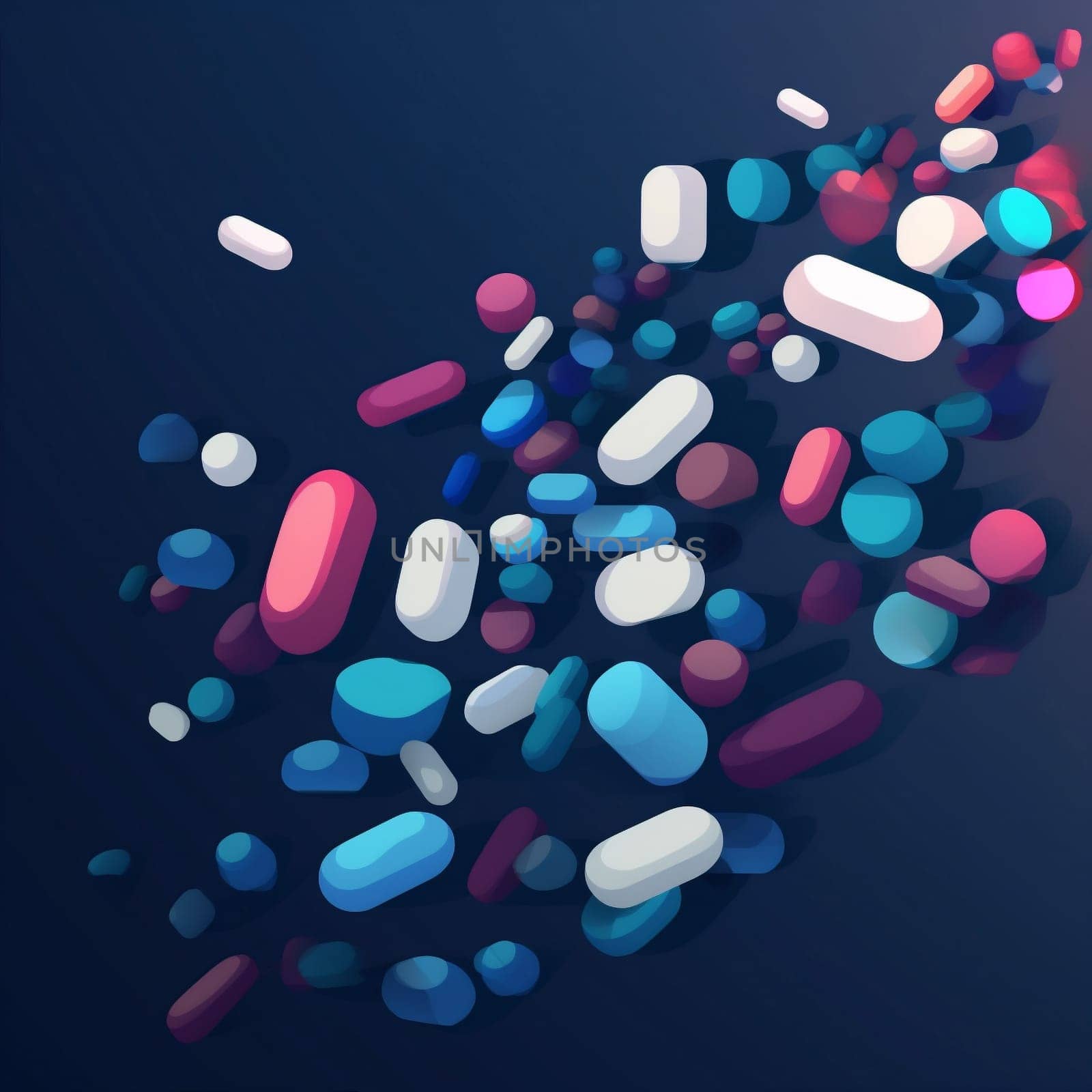 capsule antibiotic chemical medicine healthcare pharmacy medication pill pharmaceutical colours help cure tablet illustration colorful drug round set isolated medical. Generative AI.