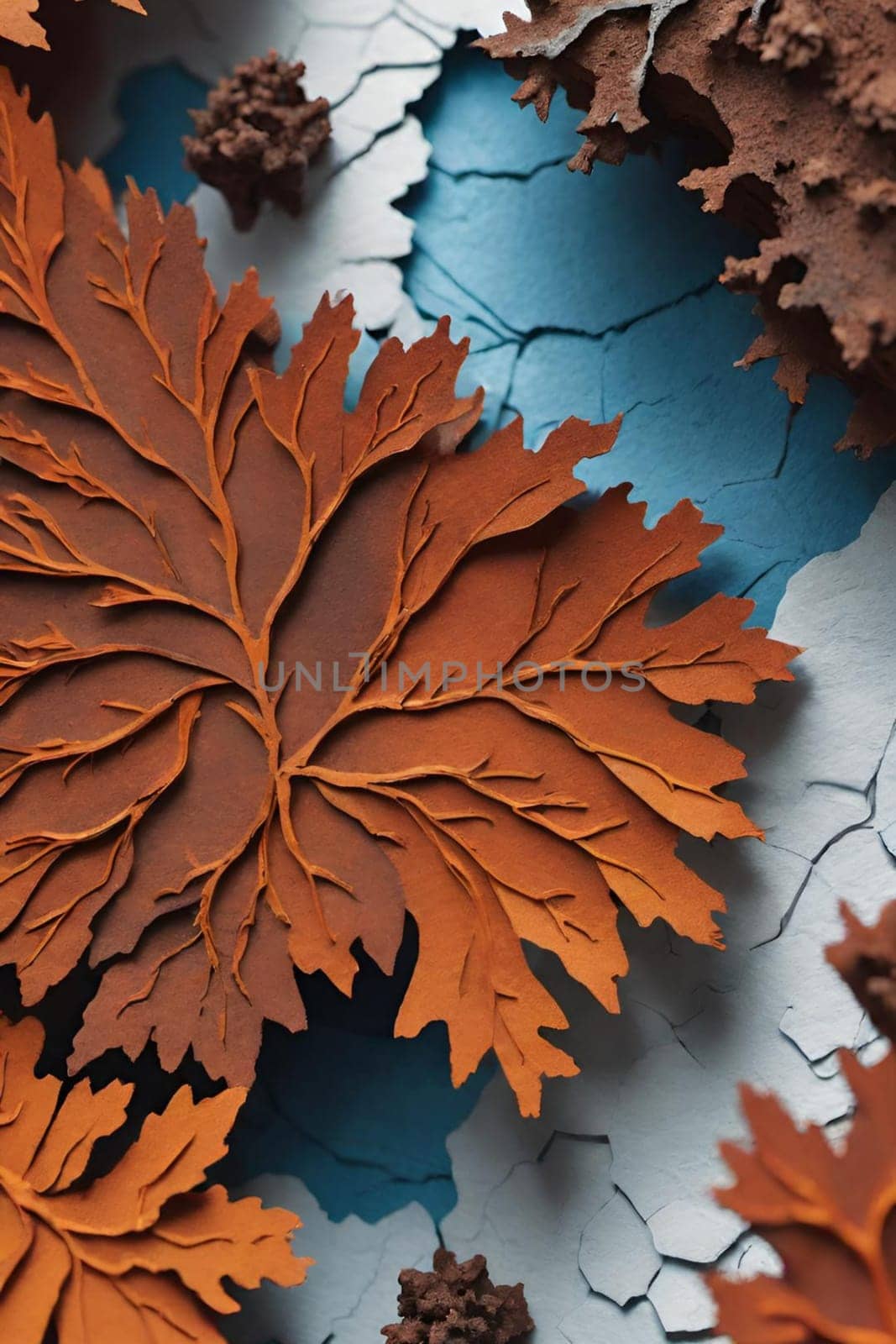 brown earth nature leaf texture forest blue water river stream background landscape ecology climate autumn trees winter wildlife generated ai alt. High quality 3d illustration