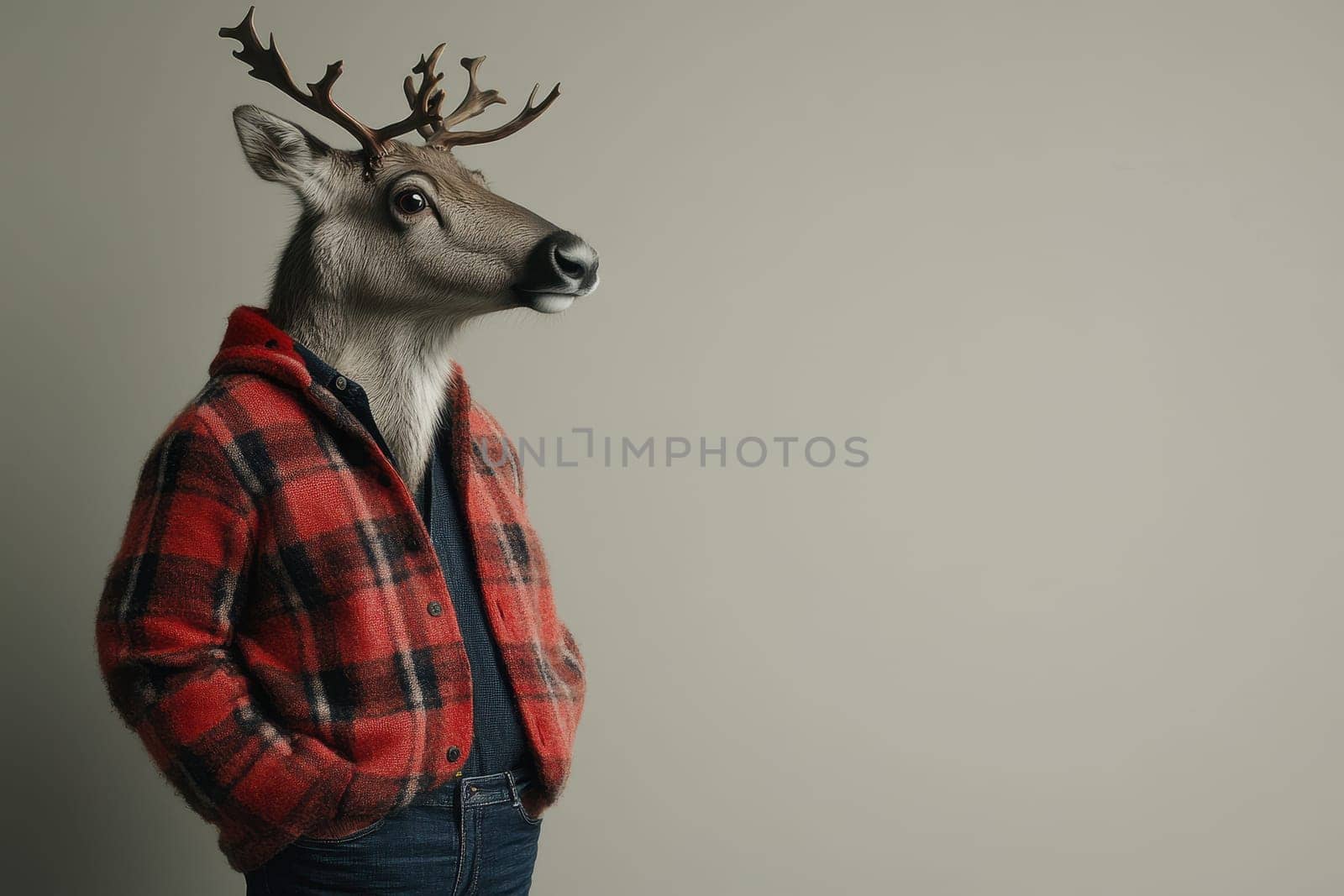 A whimsical portrayal of a reindeer wearing a stylish summer cardigan, capturing a playful blend of nature and fashion. Perfect for creative projects.