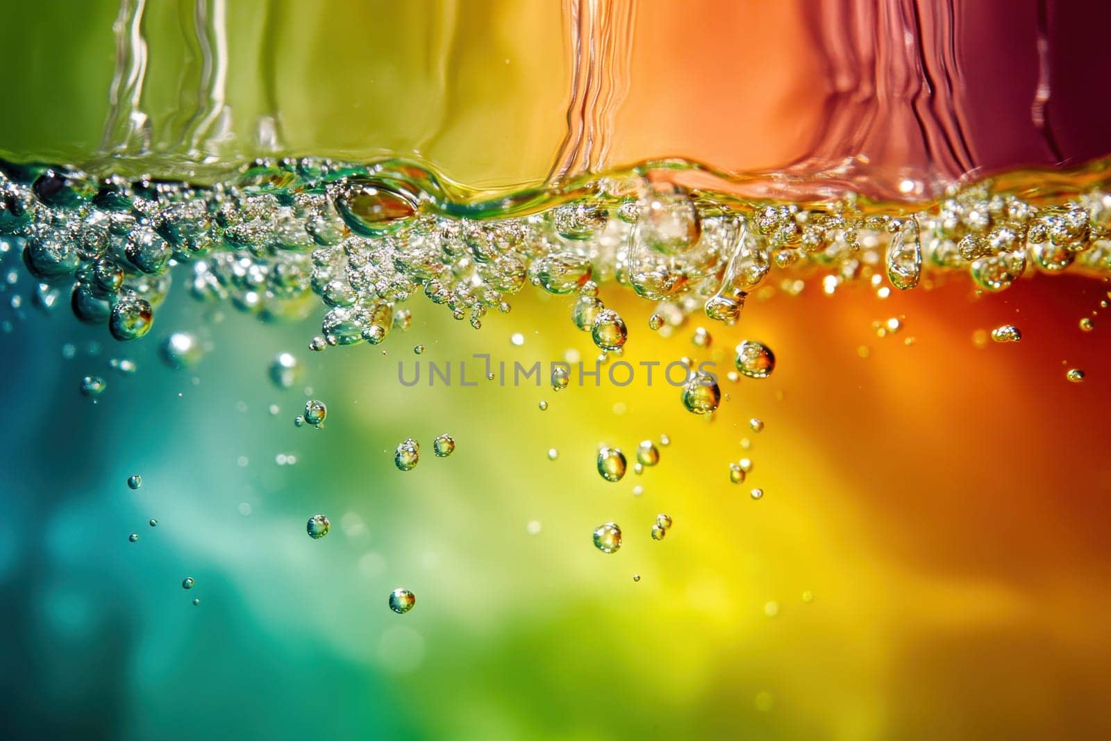A striking close-up of vibrant bubbles rising in water, showcasing a dissolving capsule. This image captures the dynamic movement and colorful atmosphere of liquid, creating a refreshing and energetic visual.