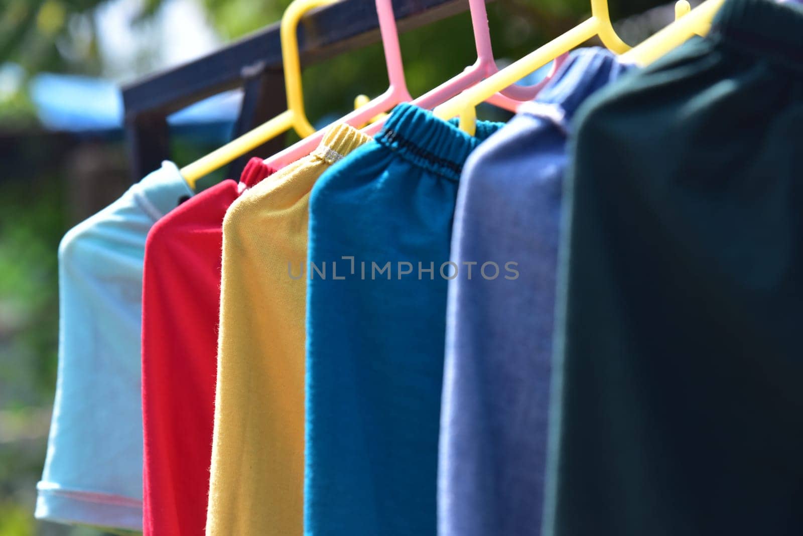Colorful cloth on a clothesline