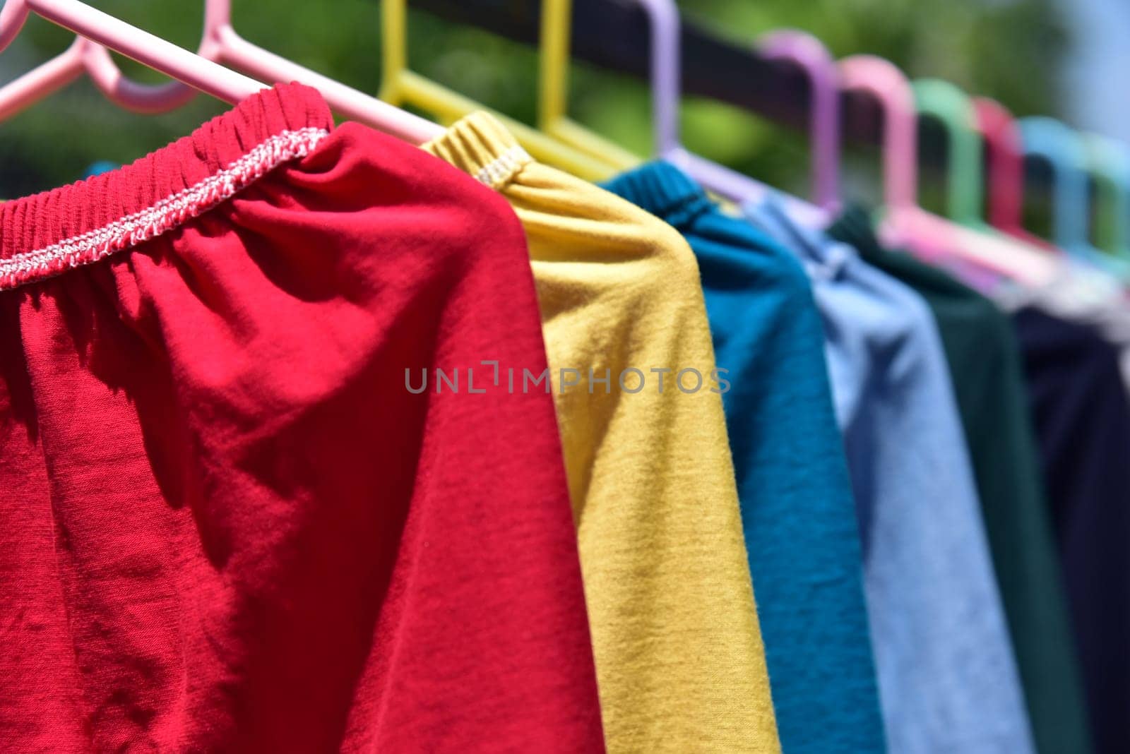 Colorful cloth on a clothesline