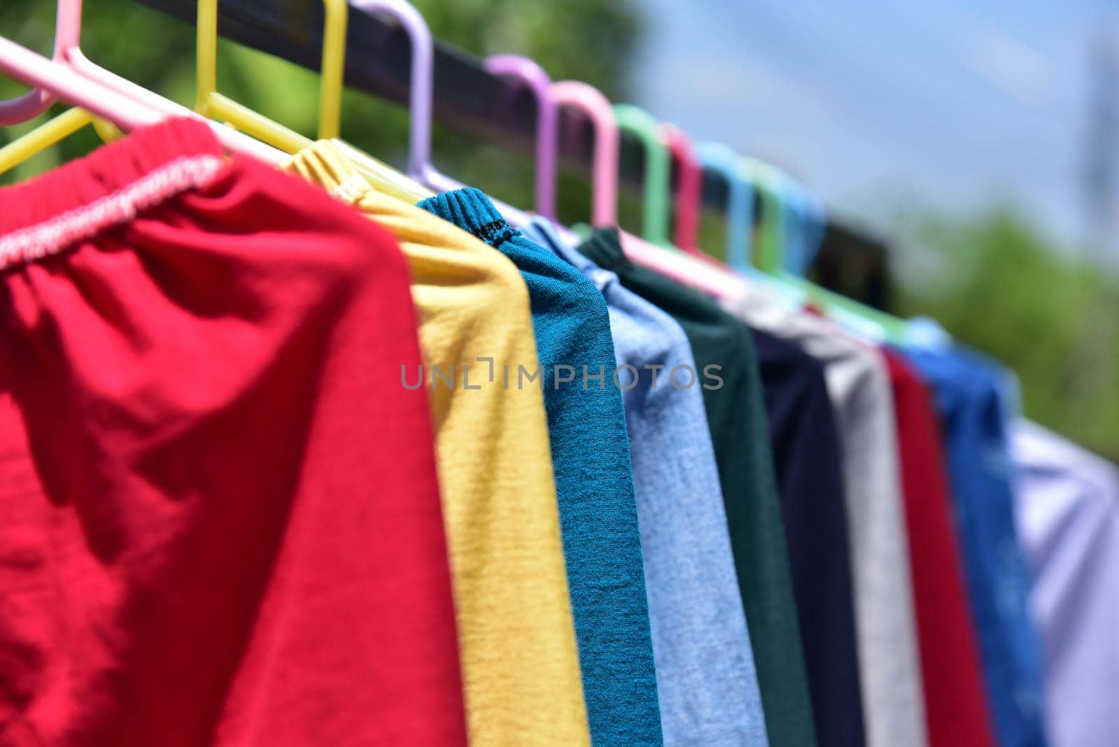 Colorful cloth on a clothesline