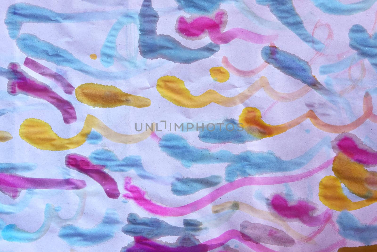 Abstract watercolor hand drawn colorful draw from children's handwriting, wallpaper, background