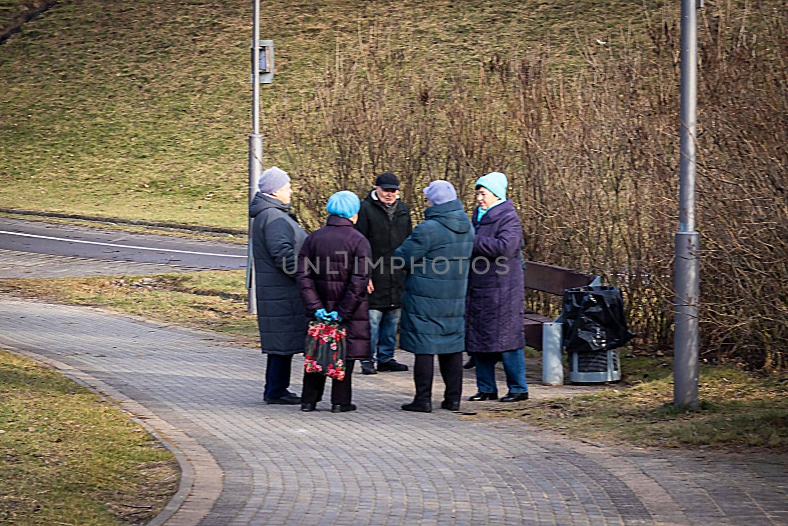 02.02.2025 - Minsk, Belarus - Senior citizens enjoying day out in the park