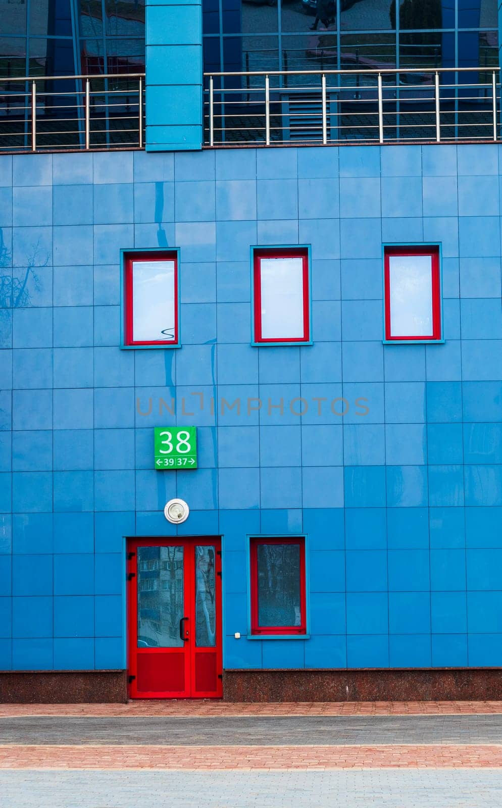 Shot of the one of the entrances to the sports arena.
