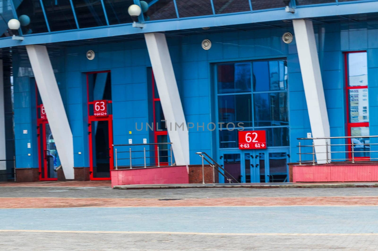 Shot of the one of the entrances to the sports arena.