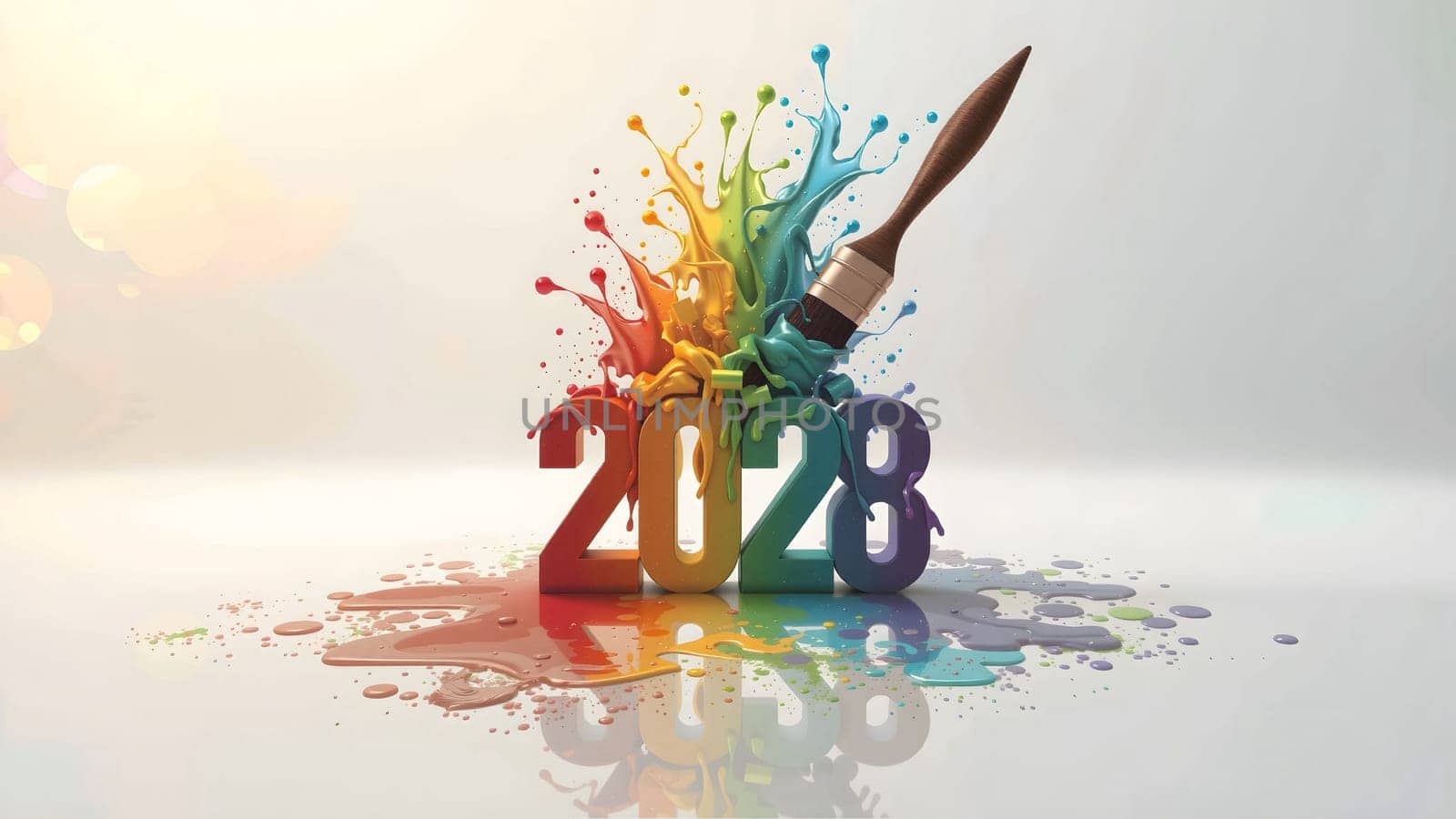 The Creative Happy New Year 2028 with Paint Strokes