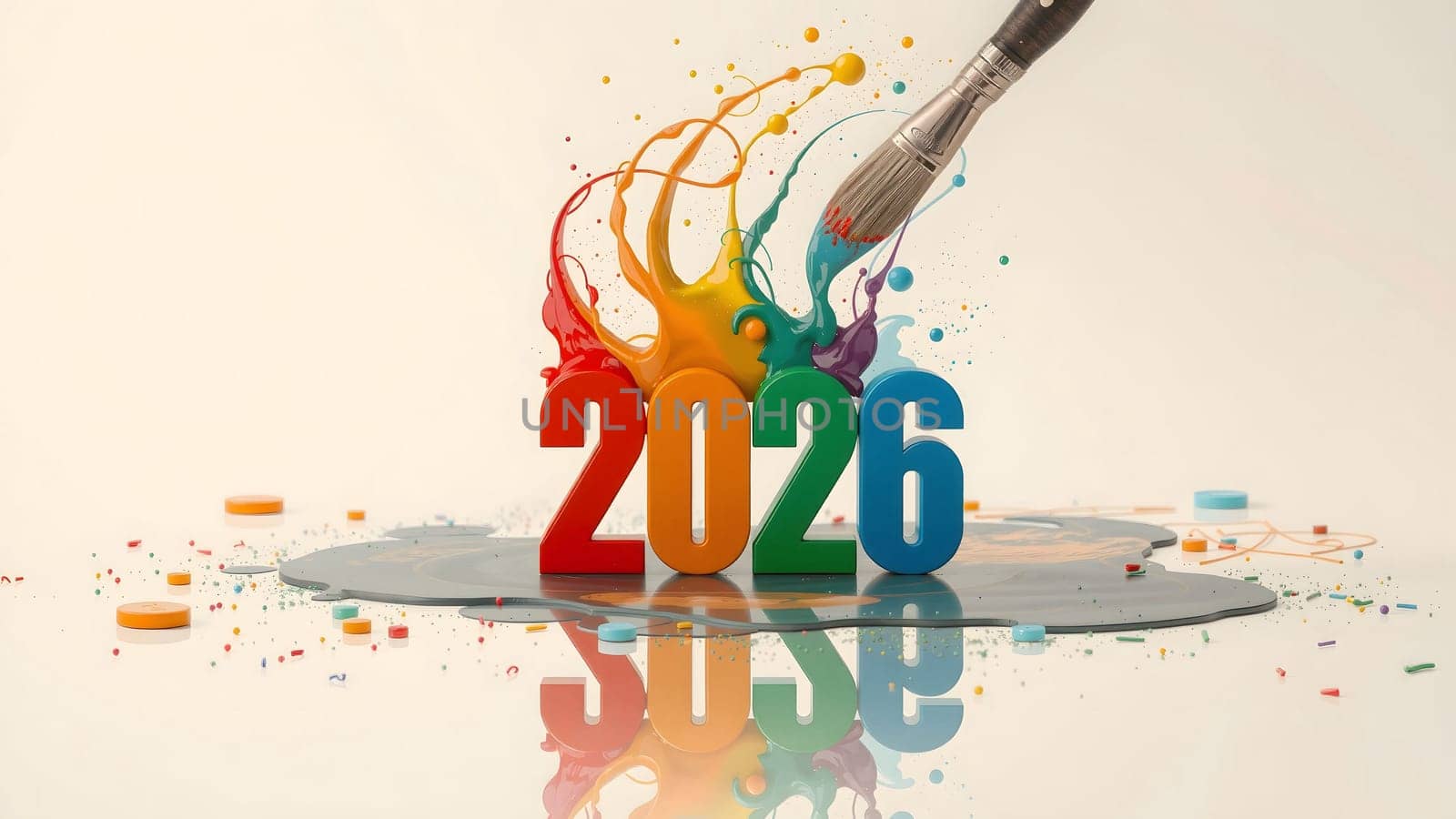 The Creative Happy New Year 2026 with Paint Strokes