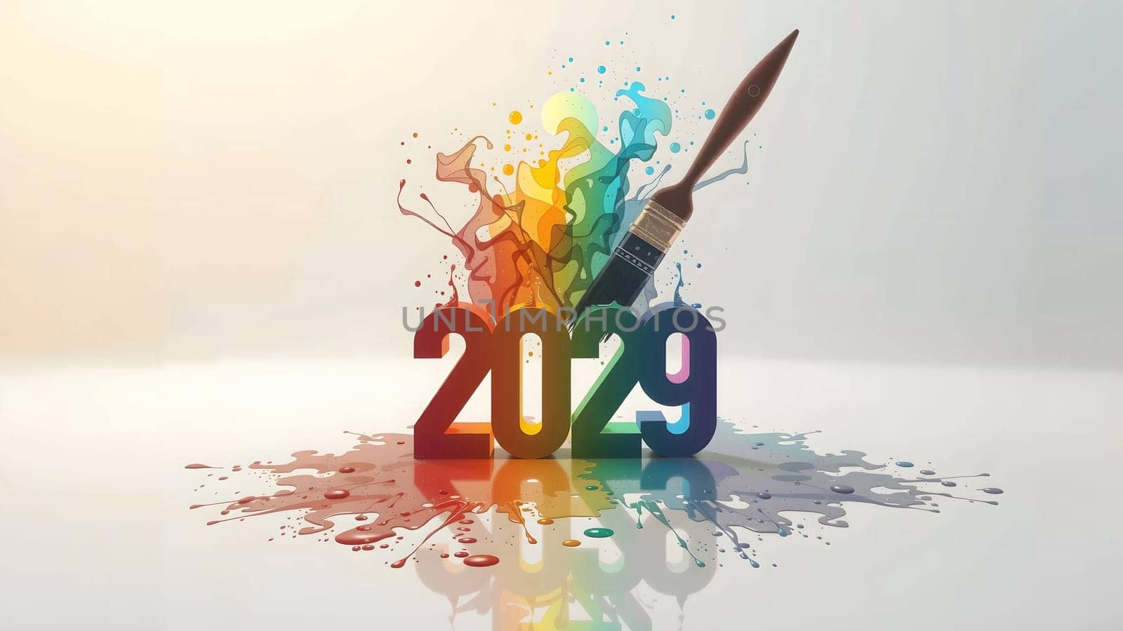 The Creative Happy New Year 2029 with Paint Strokes