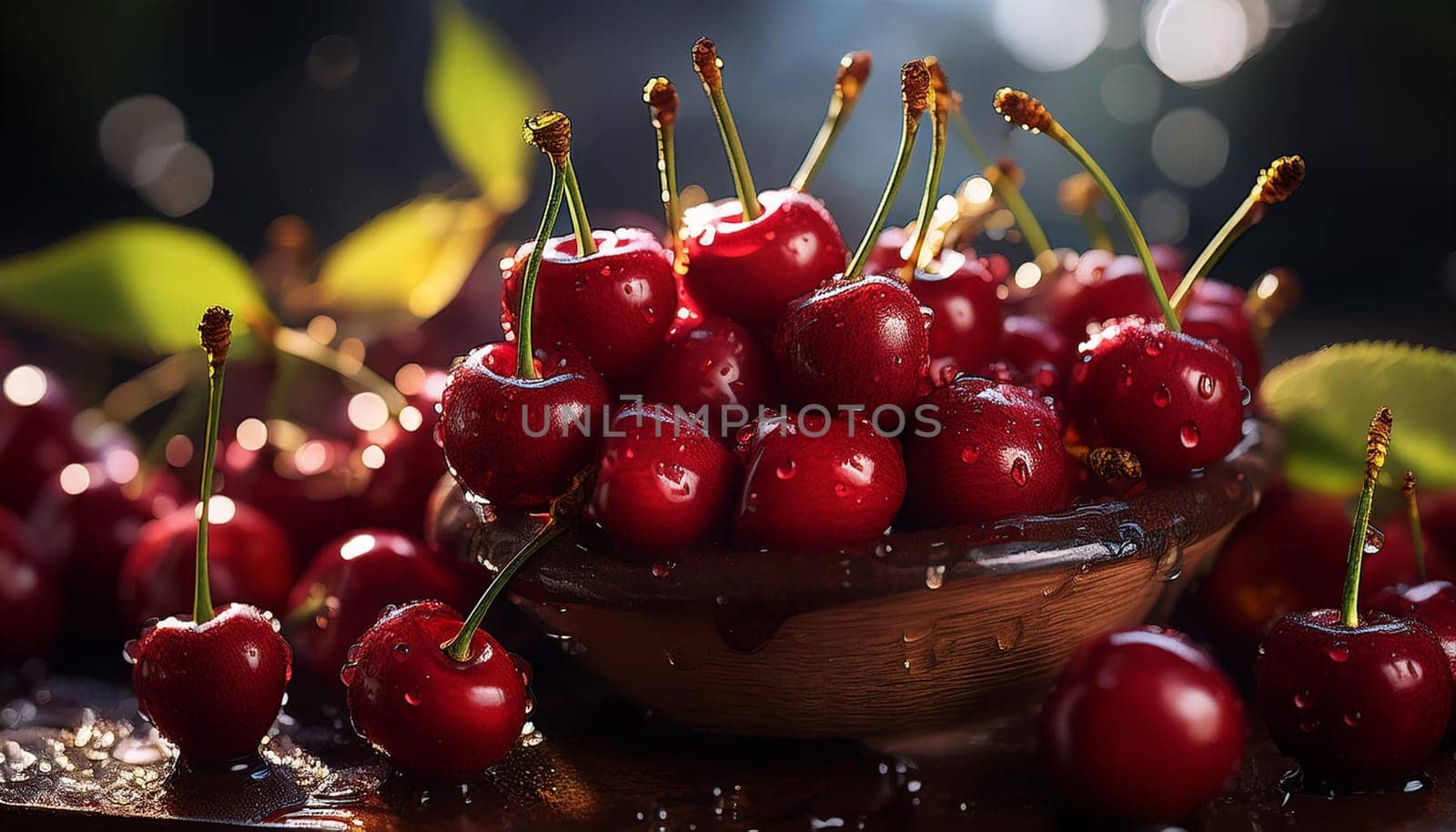 red cherries fruits food, AI generated image