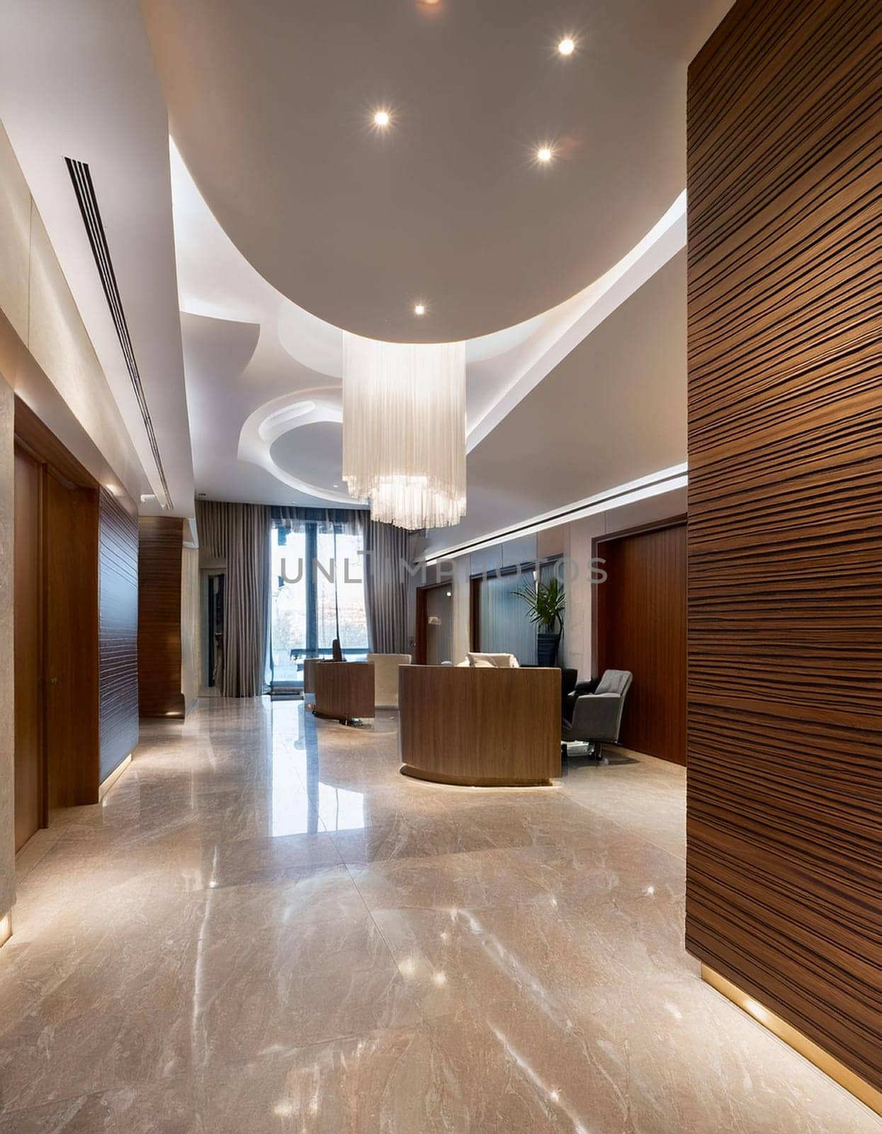 modern hotel hall interior, AI generated image