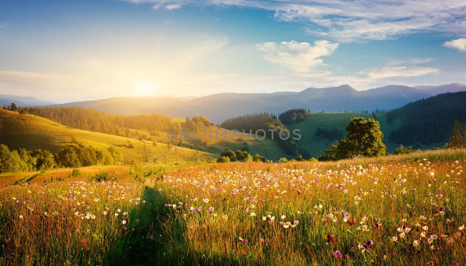natural seasonal scene in summer, AI generated image