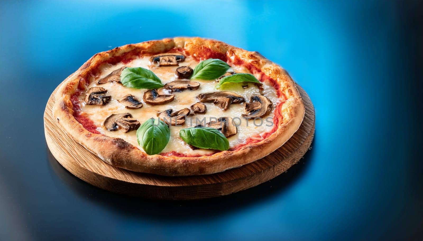 mushroom pizza traditional italian food, AI generated image